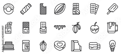 Chocolate icons set, outline style .vector. editable