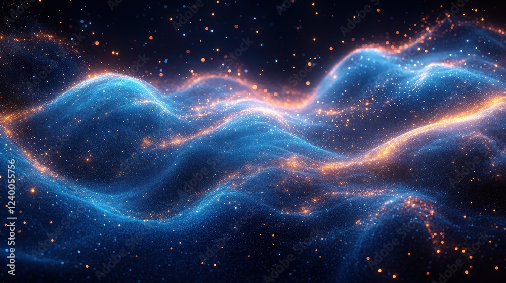 Obraz premium Abstract Digital Wave Background Flowing Light Particles Technology Art