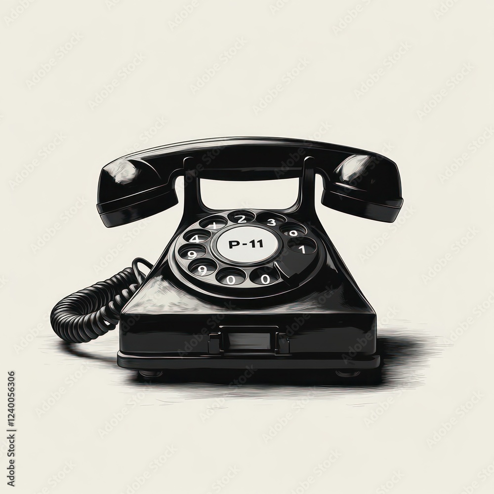 Emergency Call 911 Icon Black and White Illustration Emergency Call 911 Icon Black and White Illustration