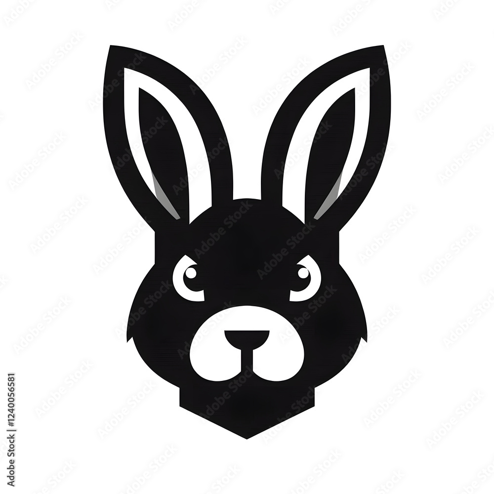 elegant flat and minimalist, hare head mascot black shape logo design illustration elegant flat and minimalist, hare head mascot black shape logo design illustration