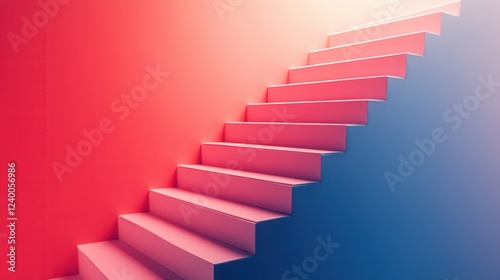 Layered Paper Staircase for Business Success, creative design featuring labeled steps symbolizing growth and achievement in a corporate environment