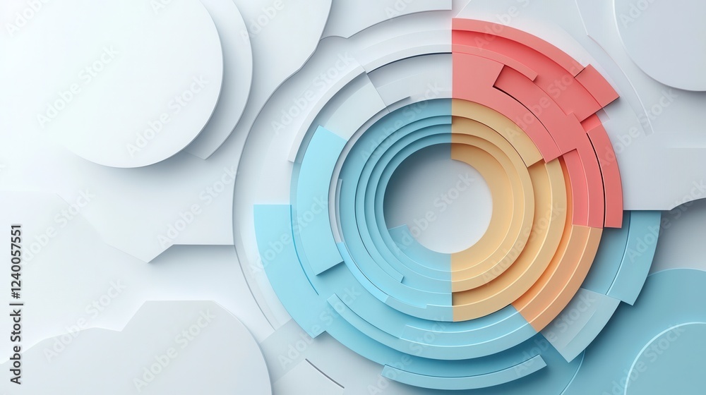 Fototapeta premium Layered Circular Diagram for Business Sections, visually represents various business components in a cohesive and organized manner, ideal for presentations