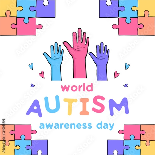 world autism awareness day illustration in hand drawn style