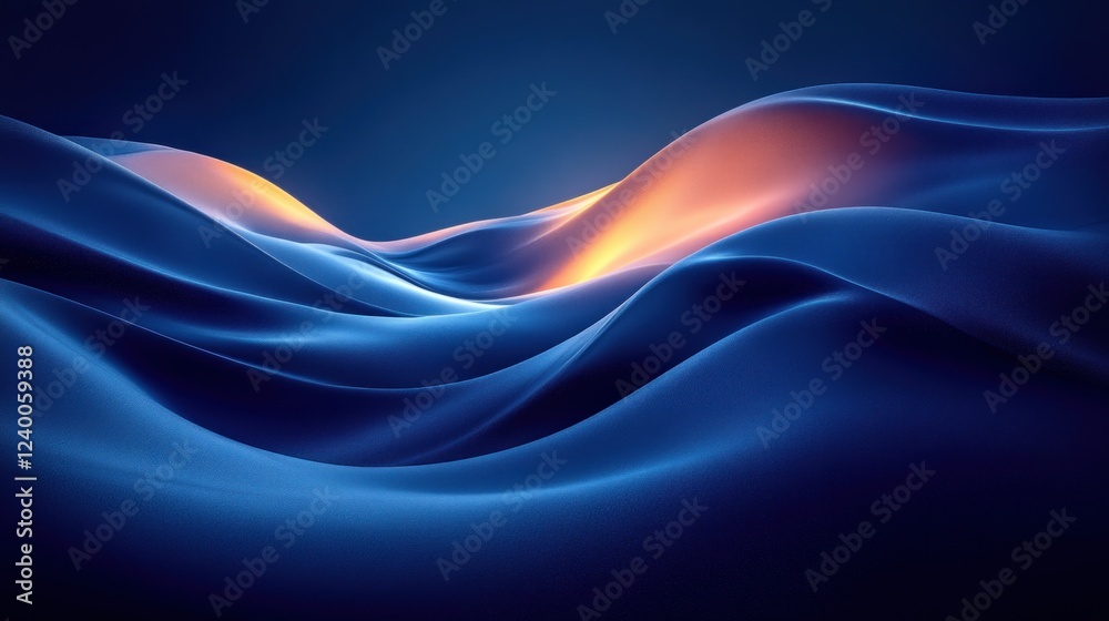 Obraz premium Abstract Deep Blue Dynamic Lines Minimalistic Geometry Digital Art Composition