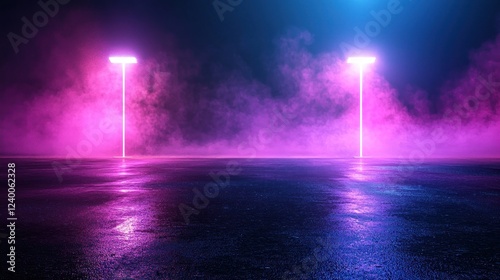 Wallpaper Mural Pink and Blue Neon Lights Reflecting on Wet Ground Torontodigital.ca