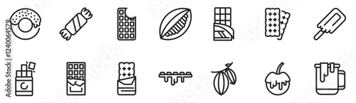 Chocolate icons set, outline style .vector. editable