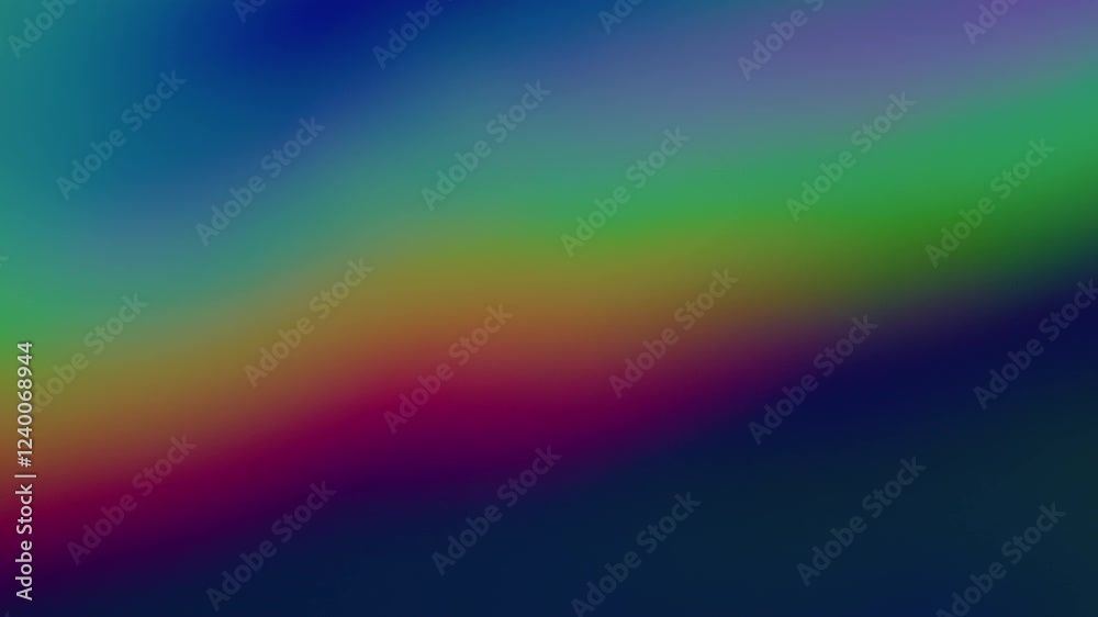 Magnetic abstract structure. Blurred rainbow shadows. Defocused leak multicolor green yellow rays flickers gradient beam lens flare on art light background.