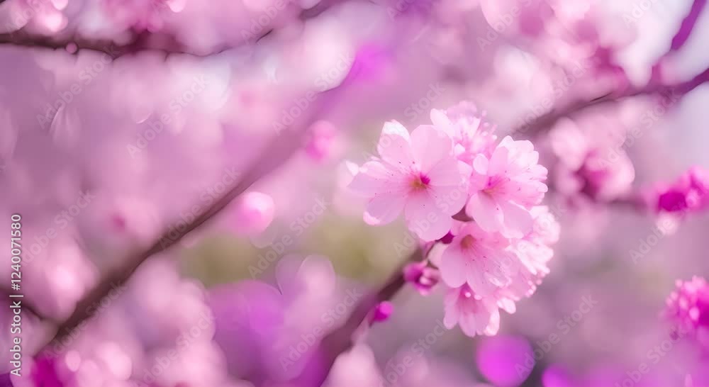 Blossoming Spring a blooming cherry blossom tree with petals drifting in the breeze, while the camera slowly pans to reveal the surrounding park and its vibrant life Blossoming Spring a blooming cherry blossom tree with petals drifting in the breeze, while the camera slowly pans to reveal the surrounding park and its vibrant life