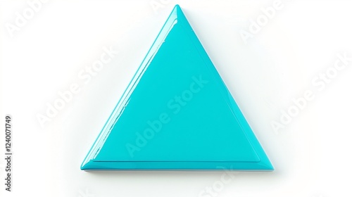 A bright turquoise triangle sticker, isolated on a white background with smooth edges.