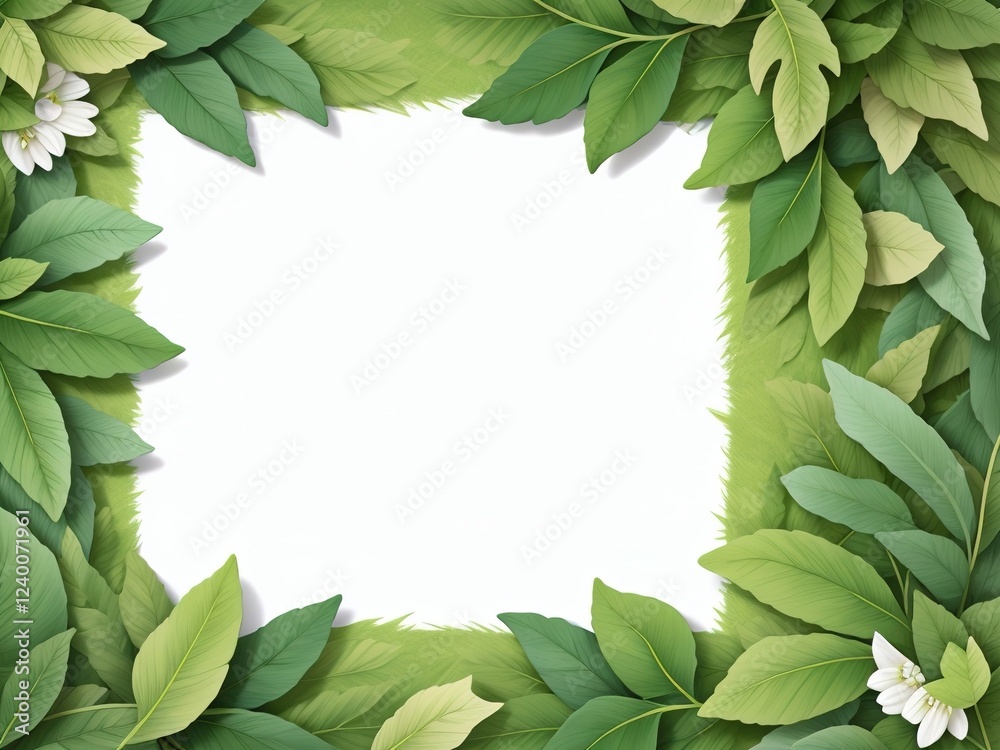 Fototapeta premium green leaves frame