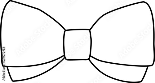 Cute ribbon bow outline.
simple shape bowtie linear isolated.
Transparent background.
