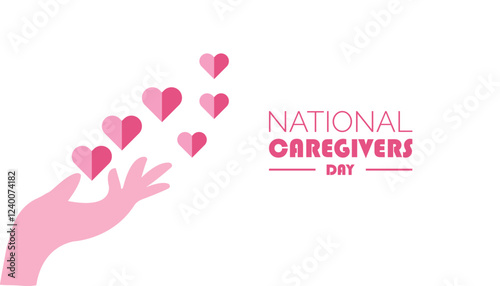 February is National Caregivers Day. Vector template Design for banner, greeting card, poster, prints, social media post ,flyer , T shirt with background.