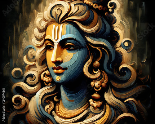 beautiful colorful oil paint stroke art of lord vishnu