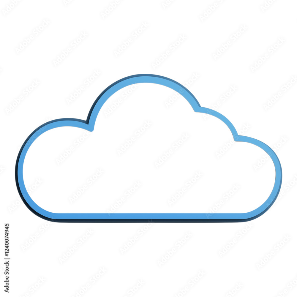 outline cloud icon with blue border, isolated on transparent background outline cloud icon with blue border, isolated on transparent background