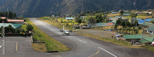 Arriving small plane, Lukla Airport, Nepal.