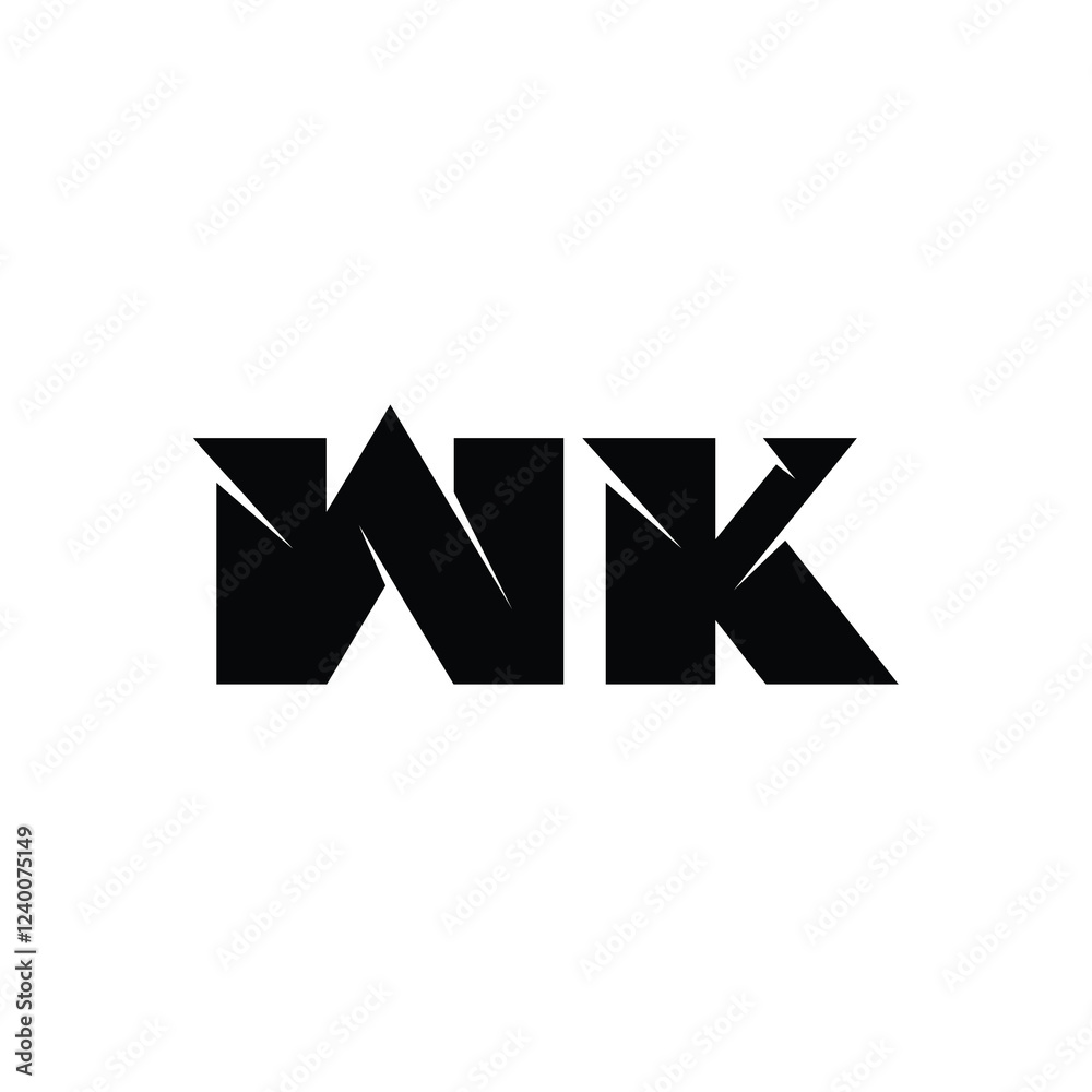 WK monogram logo design letter text name symbol monochrome logotype alphabet character simple logo