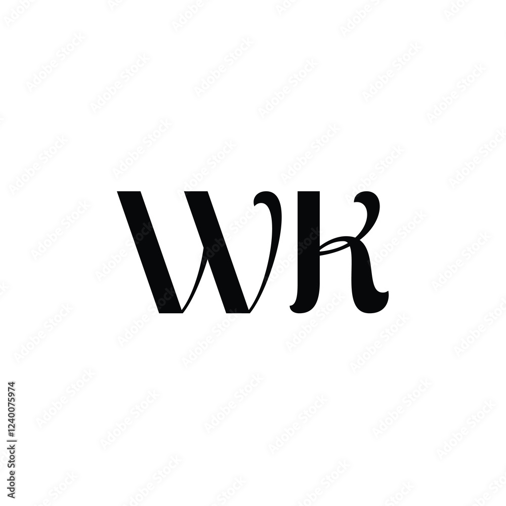 WK monogram logo design letter text name symbol monochrome logotype alphabet character simple logo WK monogram logo design letter text name symbol monochrome logotype alphabet character simple logo
