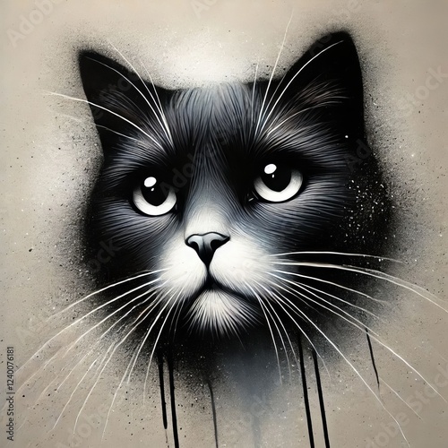 Dark grey whiskers and face