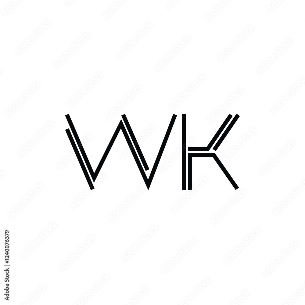 WK monogram logo design letter text name symbol monochrome logotype alphabet character simple logo