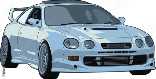 White JDM Car Vector Illustration