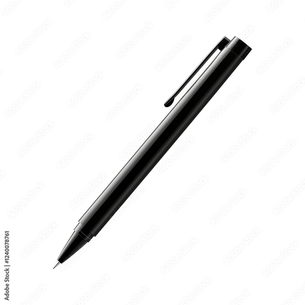 sleek black ballpoint pen, isolated on transparent background, cut out sleek black ballpoint pen, isolated on transparent background, cut out