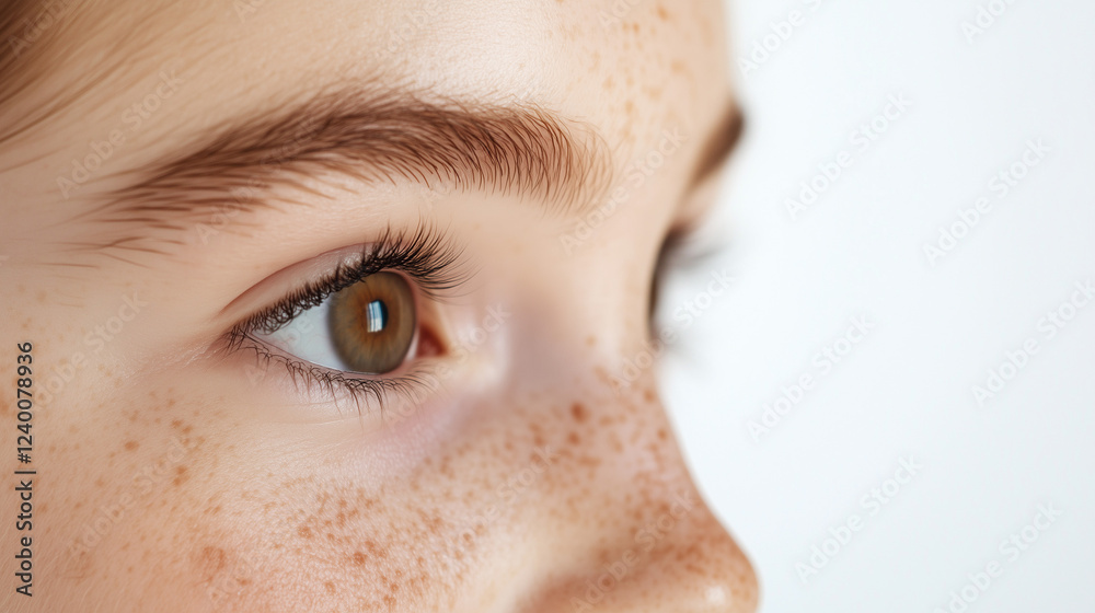 Fototapeta premium Innocent Gaze: A close-up of a child's eye, captured with stunning clarity, revealing the captivating beauty of childhood innocence. 