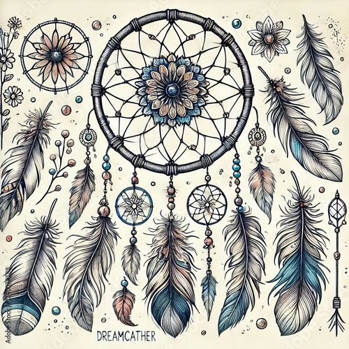 Dreamcatcher A dreamcatchers and feathers