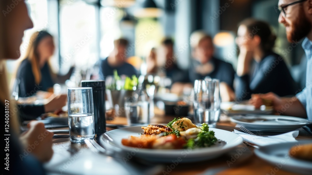 Appetizers on a plate, blurred background, symbolizing professional connections and networking opportunities. Appetizers on a plate, blurred background, symbolizing professional connections and networking opportunities.