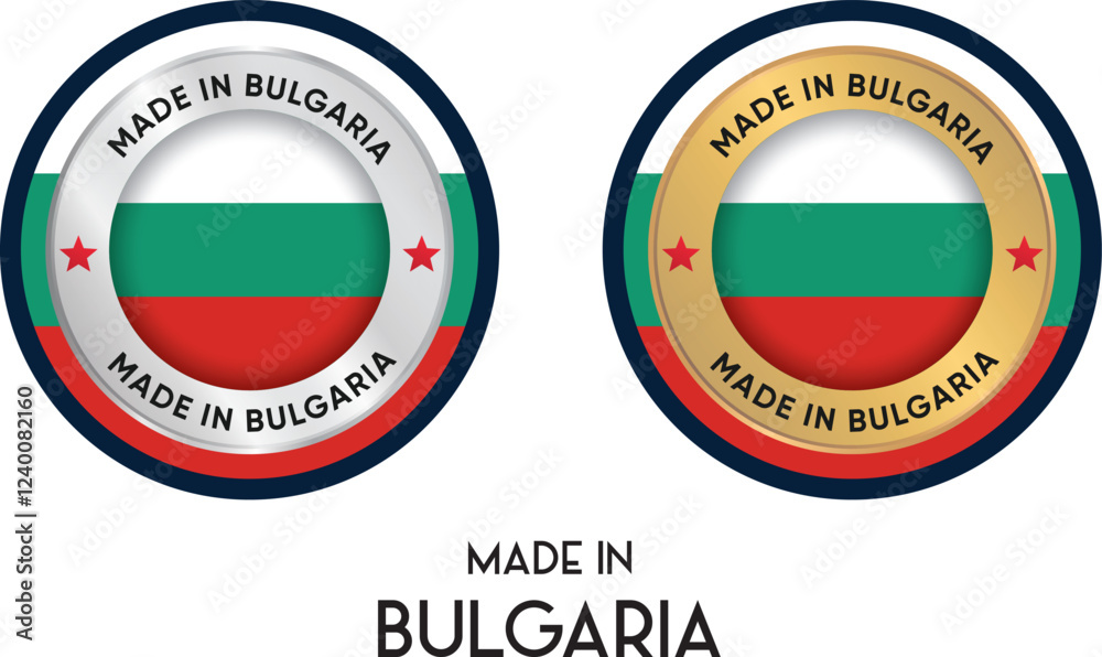 Made in Bulgaria. Premium labels, stickers, pointer, badge and symbol of Bulgaria flag icon. Collection vector illustration Made in Bulgaria. Premium labels, stickers, pointer, badge and symbol of Bulgaria flag icon. Collection vector illustration