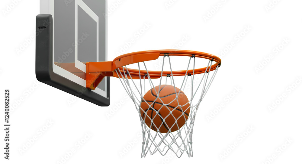 Basketball Swishing Through the Hoop isolated on white or transparent png background Basketball Swishing Through the Hoop isolated on white or transparent png background