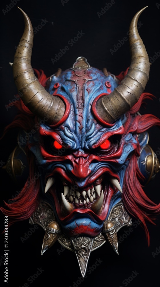 Obraz premium 角の生えた怒る悪魔の造形顔,Generative AI AI画像