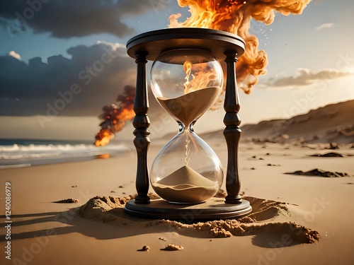 Fototapeta Time's Paradox: Fire & Wate