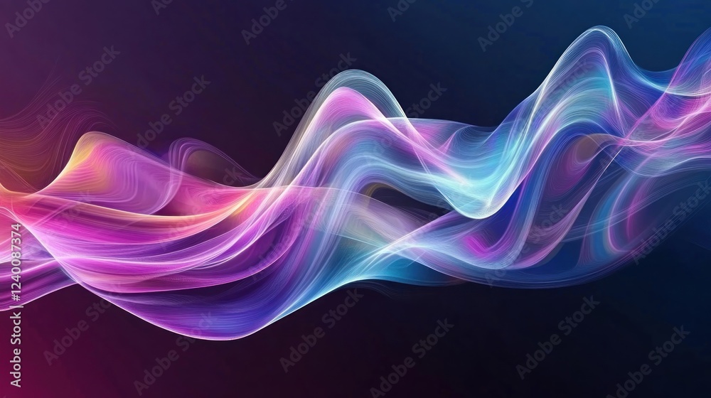 Abstract colorful waves, dark background, design element Abstract colorful waves, dark background, design element