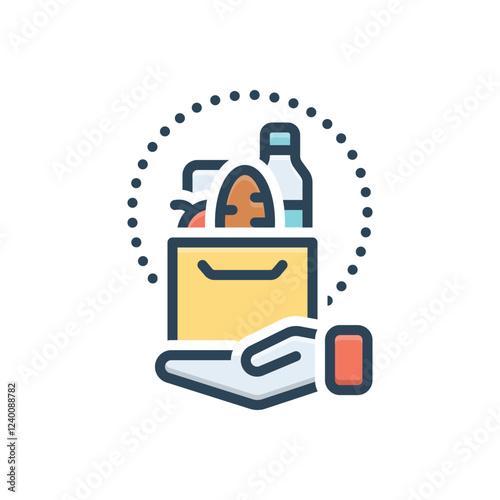 Color illustration icon for charity