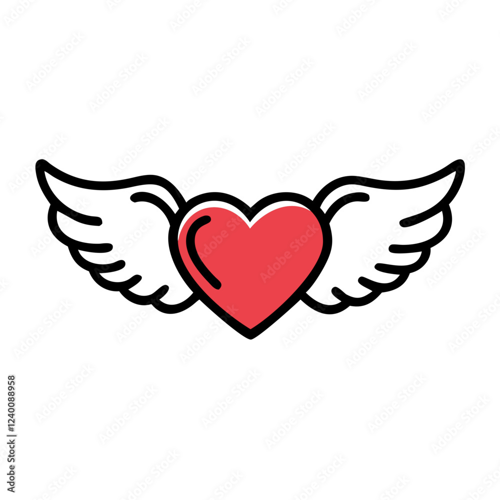Fototapeta premium heart with wings on white background