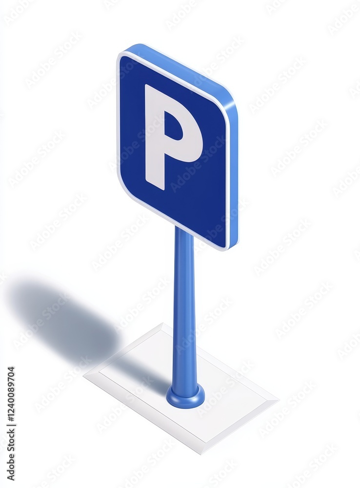 Isometric illustration of a blue parking sign. (2) Isometric illustration of a blue parking sign. (2)