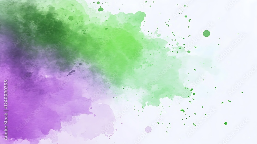 Obraz premium Abstract green purple watercolor splash