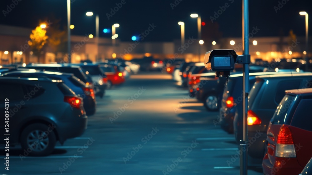 Fototapeta premium Night parking lot surveillance