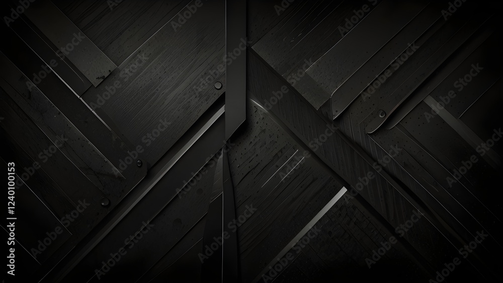 Obraz premium Black metal abstract background. Diagonal embossed stripes. Vector illustration. Generative AI