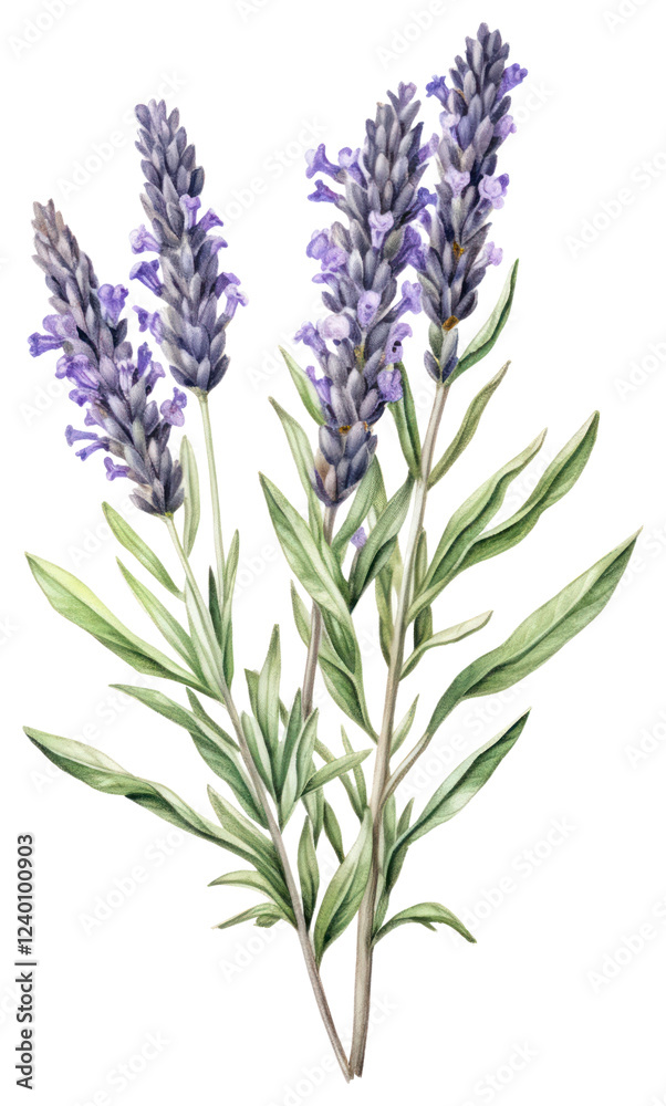 Fototapeta premium PNG Lavender branch lavender illustration botanical.