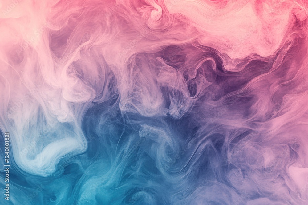 Ethereal Smoke Swirls in Pink and Blue Abstract Gradient Background with Soft Texture