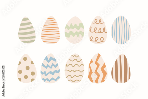 Easter Eggs. Set of vector illustrations. Colored Easter eggs.