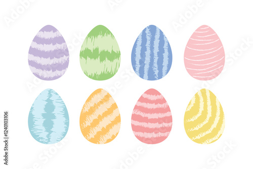 Easter Eggs. Set of vector illustrations. Colored Easter eggs.