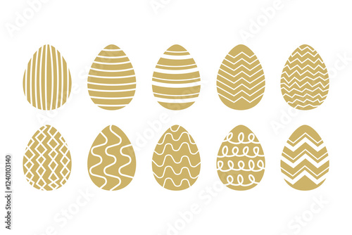 Set of colorful easter eggs with geometric and floral patterns in flat style. Vector illustration.Adobe Illustrator Artwork