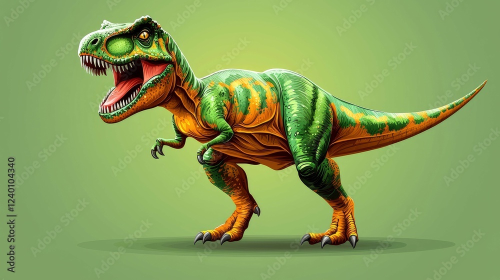 Fototapeta premium Magnificent Tyrannosaurus Rex: A Journey to the Prehistoric Era. Digital painting of a fearsome dinosaur, showcasing its raw power and ancient majesty.