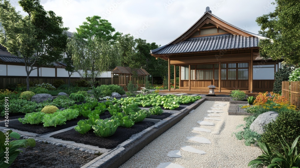 3D render of an urban vegetable garden alongside