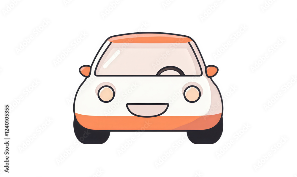 Fototapeta premium A small car is driving in the woods