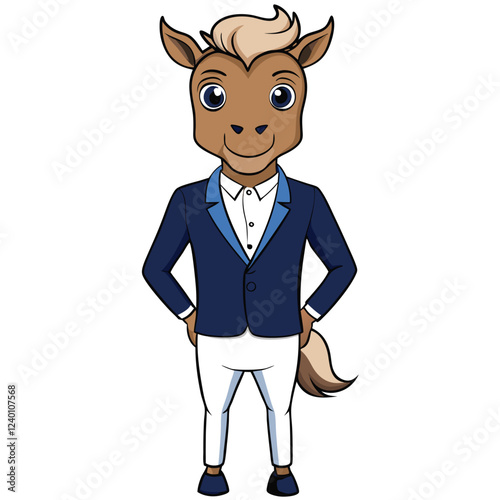 A centaur in a classic navy blazer with a crisp white dress shirt