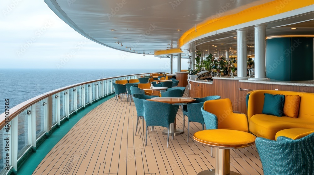 Fototapeta premium Ocean View Lounge: Cruise Ship Deck Relaxation