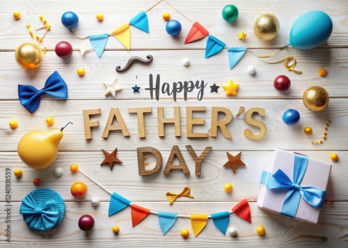 Father's Day Party Decorations on White Background - Festive Landscape